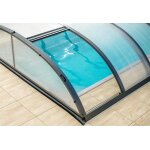 Abri de piscine en aluminium anthracite et polycarbonate 390 x 642 x Abri de piscine en aluminium anthracite et polycarbonate 390 x 642 x