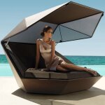 Bain de soleil coquille faz vondom daybed blanc mat avec parasol