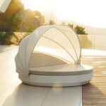 Bain de soleil vela daybed vondom blanc mat rond inclinable parasol