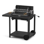 Barbecue le marquier mendy acier noir avec chariot et tournebroche Barbecue le marquier mendy acier noir avec chariot et tournebroche