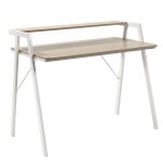 Bureau light avec plateau en 110x60 et étagère en contreplaqué effet Bureau light avec plateau en 110x60 et étagère en contreplaqué effet