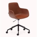 Chaise de bureau cuir synthétique marron et aluminium finition noire Chaise de bureau cuir synthétique marron et aluminium finition noire