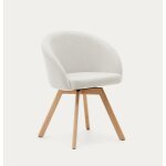 Chaise giratoire arvin en tissu chenille beige et pieds en bois de Chaise giratoire arvin en tissu chenille beige et pieds en bois de
