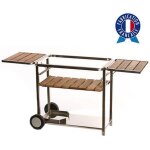 Chariot plancha gaz trio 3 feux bois et inox Chariot plancha gaz trio 3 feux bois et inox