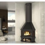 Chemine d'angle  bois lorca r 3 vitres bronpi 14 kw