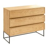 Commode design 100x78 en bois de chêne contreplaqué et acier finition Commode design 100x78 en bois de chêne contreplaqué et acier finition