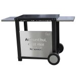 Desserte plancha en acier epoxy noir avec 2 tablettes Desserte plancha en acier epoxy noir avec 2 tablettes