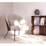 Fauteuil en chenille marron clair et piètements métal noir amy Fauteuil en chenille marron clair et piètements métal noir amy