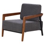 Fauteuil eni effet bouclette gris foncé accoudoir frêne massif Fauteuil eni effet bouclette gris foncé accoudoir frêne massif