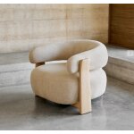 Fauteuil grana en tissu chenille beige et bois veryforma Fauteuil grana en tissu chenille beige et bois veryforma