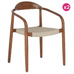 Lot de 2 chaises avec accoudoir en accacia massif finition noyer et Lot de 2 chaises avec accoudoir en accacia massif finition noyer et