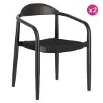 Lot de 2 chaises avec accoudoir en eucalyptus noir kosyform Lot de 2 chaises avec accoudoir en eucalyptus noir kosyform