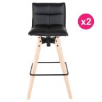 Lot de 2 chaises de bar similicuir noir kosyform Lot de 2 chaises de bar similicuir noir kosyform