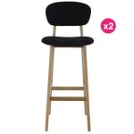 Lot de 2 chaises de bar tissus noir et piétement chêne ana kosyform Lot de 2 chaises de bar tissus noir et piétement chêne ana kosyform