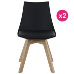 Lot de 2 chaises noire et piétement chêne kosyform Lot de 2 chaises noire et piétement chêne kosyform