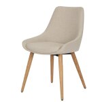 Lot de 2 chaises repas ari tissu crème piétement chêne foncé Lot de 2 chaises repas ari tissu crème piétement chêne foncé