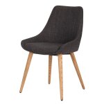 Lot de 2 chaises repas ari tissu gris anthracite piétement chêne Lot de 2 chaises repas ari tissu gris anthracite piétement chêne