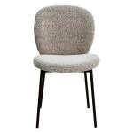 Lot de 2 chaises repas bala effet bouclette blanche piétement métal Lot de 2 chaises repas bala effet bouclette blanche piétement métal