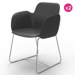 Lot de 2 chaises vondom pezzettina anthracite mat et mtal