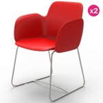 Lot de 2 chaises vondom pezzettina rouge mat et métal Lot de 2 chaises vondom pezzettina rouge mat et métal