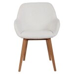 Lot de 2 fauteuils repas tea effet bouclette blanche piétement chêne Lot de 2 fauteuils repas tea effet bouclette blanche piétement chêne