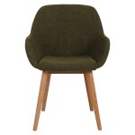 Lot de 2 fauteuils repas tea effet bouclette kaki piétement chêne Lot de 2 fauteuils repas tea effet bouclette kaki piétement chêne