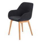 Lot de 2 fauteuils repas tea tissu marine piétement chêne massif Lot de 2 fauteuils repas tea tissu marine piétement chêne massif