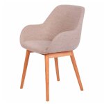 Lot de 2 fauteuils repas tea tissu sable piétement chêne massif Lot de 2 fauteuils repas tea tissu sable piétement chêne massif