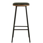 Lot de 2 tabourets de bar imitation cuir vert et pieds métal marc Lot de 2 tabourets de bar imitation cuir vert et pieds métal marc