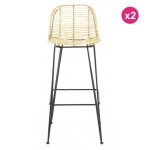 Lot de 2 tabourets de bar natural kubu fil kosyform