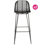 Lot de 2 tabourets de bar noir kubu fil kosyform Lot de 2 tabourets de bar noir kubu fil kosyform