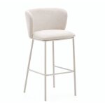 Lot de 2 tabourets de bar tissus beige et métal beige elia veryforma Lot de 2 tabourets de bar tissus beige et métal beige elia veryforma
