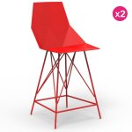 Lot de 2 tabourets haut faz vondom rouge et métal avec accoudoirs Lot de 2 tabourets haut faz vondom rouge et métal avec accoudoirs