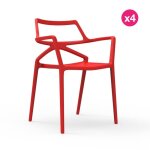 Lot de 4 chaises delta vondom rouge Lot de 4 chaises delta vondom rouge