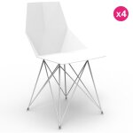 Lot de 4 chaises faz vondom pieds inox blanc sans accoudoirs Lot de 4 chaises faz vondom pieds inox blanc sans accoudoirs