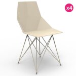Lot de 4 chaises faz vondom pieds inox ecru sans accoudoirs Lot de 4 chaises faz vondom pieds inox ecru sans accoudoirs