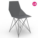 Lot de 4 chaises faz vondom pieds inox noir sans accoudoirs Lot de 4 chaises faz vondom pieds inox noir sans accoudoirs