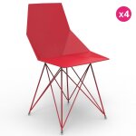 Lot de 4 chaises faz vondom pieds inox rouge sans accoudoirs Lot de 4 chaises faz vondom pieds inox rouge sans accoudoirs