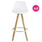 Lot de 4 chaises plan de travail blanche piétement chêne kosyform Lot de 4 chaises plan de travail blanche piétement chêne kosyform
