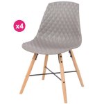 Lot de 4 chaises polypropylène gris piétement chêne vigi kosyform Lot de 4 chaises polypropylène gris piétement chêne vigi kosyform