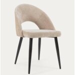 Lot de 4 chaises velours beige avec dossier ergonomique pieds noirs Lot de 4 chaises velours beige avec dossier ergonomique pieds noirs