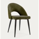 Lot de 4 chaises velours vert avec dossier ergonomique pieds noirs Lot de 4 chaises velours vert avec dossier ergonomique pieds noirs