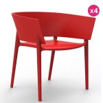 Lot de 4 chaises vondom design africa rouge