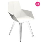 Lot de 4 chaises vondom faz blanc avec piètements transparents et Lot de 4 chaises vondom faz blanc avec piètements transparents et
