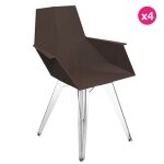 Lot de 4 chaises vondom faz noir avec piètements transparents et Lot de 4 chaises vondom faz noir avec piètements transparents et