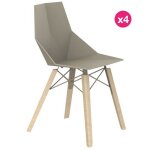 Lot de 4 chaises vondom faz wood1 écru pieds chêne blanchis Lot de 4 chaises vondom faz wood1 écru pieds chêne blanchis