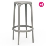 Lot de 4 tabourets de bar brooklyn vondom hauteur d'assise 76 gris