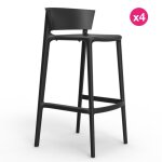 Lot de 4 tabourets de bar vondom africa hauteur d'assise 74, 5 cm noir