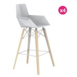 Lot de 4 tabourets de bar vondom faz wood1 blanc avec pieds chne