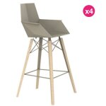 Lot de 4 tabourets de bar vondom faz wood1 cru avec pieds chne